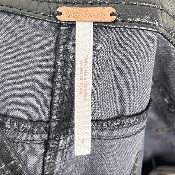 Free People Vegan Leather Pant With Zips Size 4 Black Goth Grunge Witchycore - Picture 12 of 15